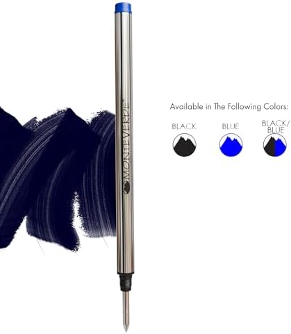 Monteverde Rollerball Refill to Fit Montblanc, Fine, Blue/Black, 2 Pack | Rollerball refill delivers fluid ink flow, bold lines