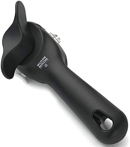 Kuhn Rikon Auto Safety LidLifter Can Opener with Ring-Pull Tool – Smooth-Edge Side-Cut Design for Safe, Touch-Free Lid Removal – Easy-Turn Handle, Swiss Engineered, Red