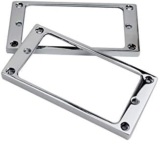Guyker Flat Metal Humbucker Pickup Mounting Ring Set - Bridge Neck Pickups Cover Frame Replacement Part for Electric Guitar or Precision Bass(2PCS