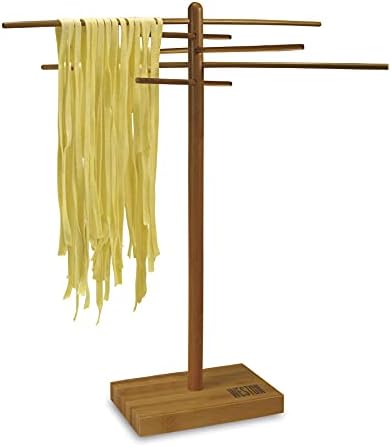 Weston Bamboo Pasta Drying Rack (53-0201), 10 Drying Arms, 16" Tall, 14" Wide, Stores Flat