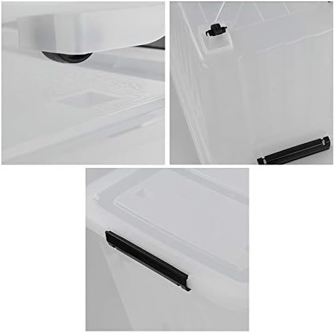Clear Plastic Storage Bins with Wheels, 4-Pack Latch Boxes, 30 L
