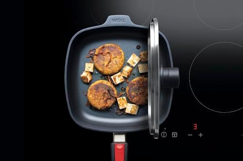 Woll Diamond Lite Cast Iron Frying Pan Square Induction 26 x 26 cm Height 6 cm with Removable Handle Suitable for All Types of Cookers Non-Stick Cast Aluminium