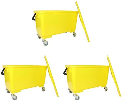 Arkwright Flat Mop Buckets On Wheels - 6 Gallons with Ergonomic Handle, Lid, Sieve and Wheels (Case of 3, Yellow)