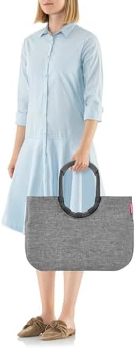 reisenthel Loopshopper L Frame Shoulder Bag Tote, Oversized Handbag for Shopping, Travel, and Commuting, Water-repellent, Twist Silver