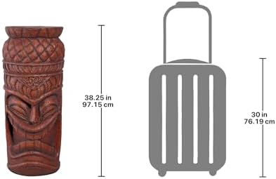Design Toscano Grand Tiki Face Kanaloa Teeth Indoor/Outdoor Side Table Statue, Patio, Bar, Den, 20 inch tall, Cast Stone Resin, Woodtone Finish