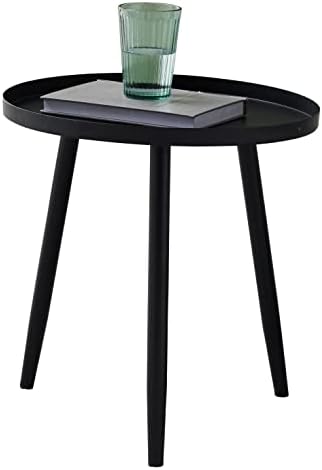 Kings Brand Furniture – Round Metal Side End Table, Nightstand Accent Table, Pedestal Plant Stand for Bedroom Living Room, Black