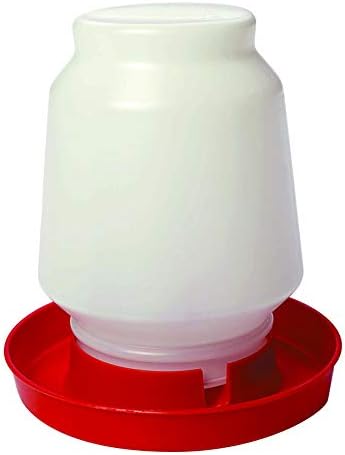 Little Giant® Complete Plastic Poultry Fount | Heavy Duty Plastic Gravity Fed Water Container Jar | Waterer for Chickens, Turkeys, Ducks & More | Made in USA | 1 Gallon | Red