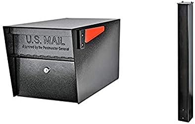 Mail Boss 7506 Mail Manager Security Mailbox and 7121 Mounting Post, Black