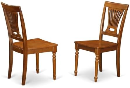 East West Furniture PVC-WHI-W Plainville Dining Chairs - Stylish Back Wood Seat Kitchen Chairs, Set of 2, Buttermilk & Cherry