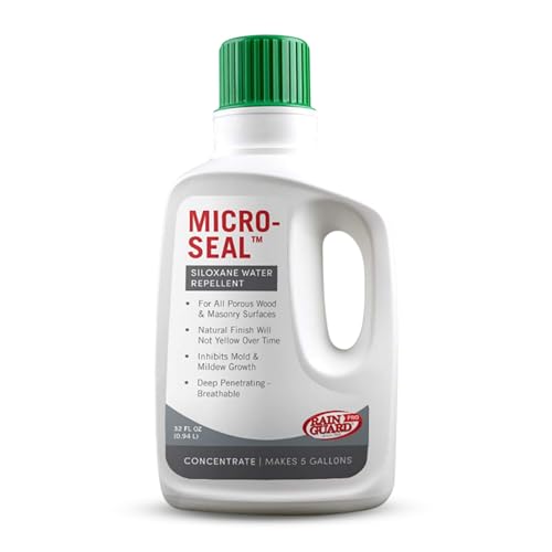Rainguard Pro Micro-Seal, Wood & Masonry Surface Sealer, 5 Gallons | For Water & Weather Damage, All Porous Surfaces, Silane Siloxane Water Repellent, Clear Natural Finish, Ready To Use