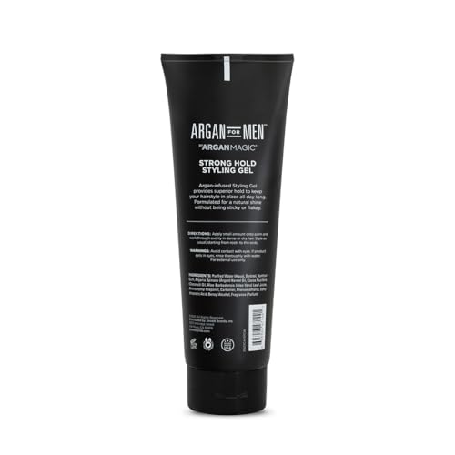 Argan Magic Strong Hold Styling Gel - Flake-Free Argan Oil Formula for Superior Hold and Long-lasting Control | Paraben Free, (8 Fl Oz)