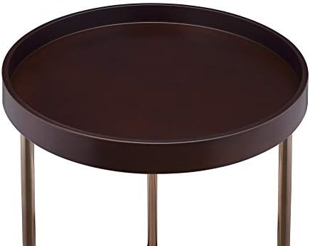 Roundhill Furniture Genoa Round Tray Table with Metal Frame, Espresso