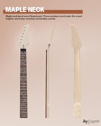 Leo Jaymz DIY Electric Guitar Kits in IBZ Style - Mahogany Body and Maple Neck - All Components Included (7V)