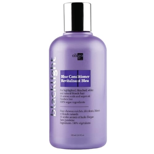 Oligo Professionnel - Blacklight Blue Conditioner for blondes - Vegan - Eliminate Brassy tones - Refresh faded highlights - Argan oil - Hydrating Formula - 8.5oz