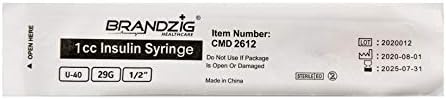 Brandzig U-40 Pet Insulin Syringes 29G 1cc 1/2" 100-Pack