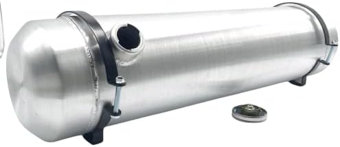JSD 5 Gallons 8”x24“ Aluminum Spun Round Fuel Gas Tank Cell Fuel Tank with Bracket End Fill 1/4" NPT Outlet