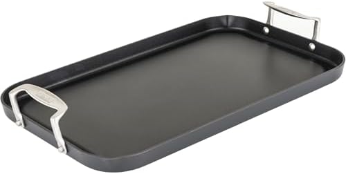 Viking Nonstick Double Burner Griddle, 19 x 11 Inch Hard Anodized Kitchen Grill Pan with Handles, Oven Safe, Works on Gas, Ceramic