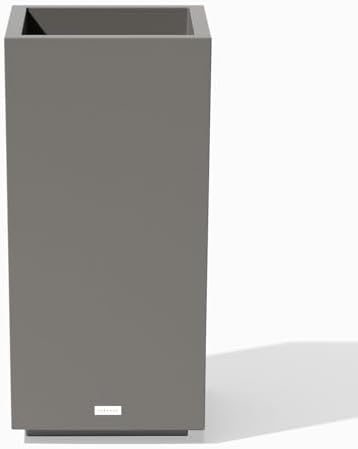 Veradek Block Series Pedestal Planter - Tall Rectangular Outdoor Planter | Made From Durable Plastic Featuring a Removable Insert Bucket. Modern Porch/Patio Décor for Plants and Flowers