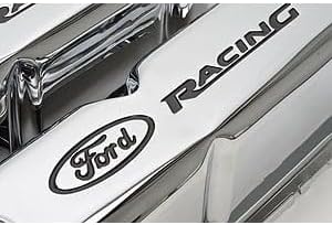 Compatible with/Replacement for Ford Performance Parts - 302-071 - Chrome Steel Valve Cover Set w/Compatible with/Replacement for Ford Racing Logo