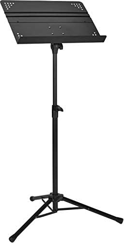 Amazon Basics Adjustable Folding Sheet Music Stand for School Music Program, Bands, Ensembles, 31" to 55" Height, Black