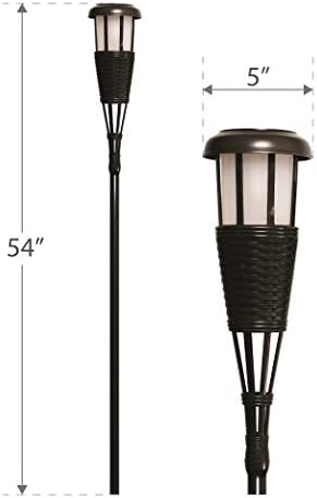 Newhouse Lighting FLTORCH2-B Solar-Powered Flickering Flame Effect LED Outdoor Island Torches for Landscape Lighting, Black Dark Chocolate Finish