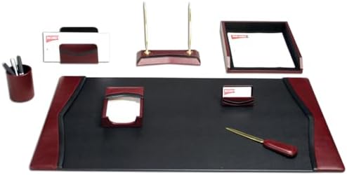 Dacasso Burgundy Leather Desk Set, 8-Piece