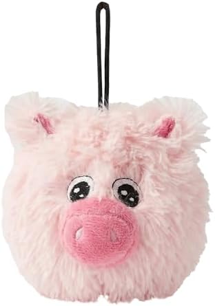 PetLou D.O.G'Z 4-inch EZ Squeaky Pig Dog Plush Toy,Durable Squeaks Bouncy Ball Dog Toy