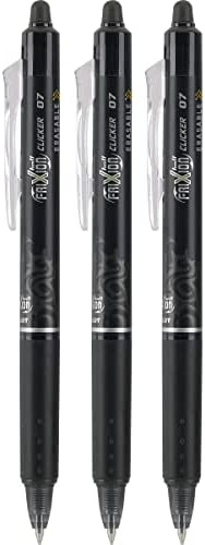 PILOT FriXion Clicker Erasable Pens, Fine Point 0.7 mm, Black Ink, 3-Pack