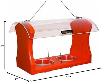 Birds Choice Oriole Bird Feeder | Hanging Bird Feeder for Jelly & Orange Halves | Includes Cup & Fruit Pegs | Recycled Plastic | Sturdy for Garden, Backyard, & Outdoor | 2 Cup Capacity, Orange | Includes Jelly Cup and Fruit Pegs, Recycled Plastic in Oran…