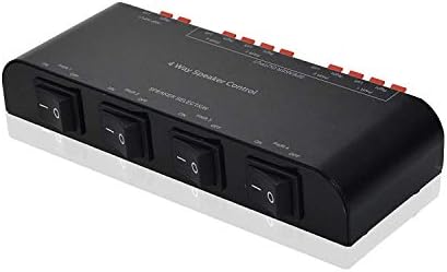 4-Channel Speaker Switcher Selector Box with Terminal Claps 200W RMS Max 100W Switchable, Black