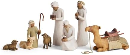 Willow Tree Shepherd and Stable Animals, Sculpted Hand-Painted Nativity Figures, 4-Piece Set | Designed by Artist Susan Lordi, Build the Nativity Scene, a Timeless Holiday Tradition to Display on Mantel or Tabletop