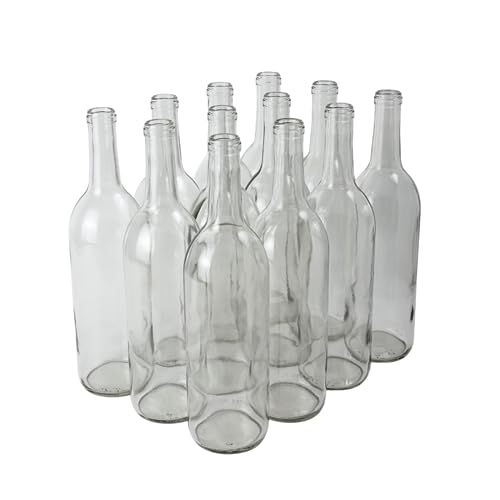FastRack 24 - 750ml W5 Clear Bordeaux Wine Bottles-2 Cases, 750ml | Flint flat-bottomed glass wine bottles empty for home winemaking