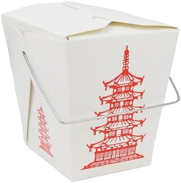 15 Count 16 oz Pagoda Wire Handle Chinese Takeout Box Oyster Pails
