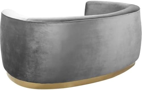 Meridian Furniture Julian Collection Modern | Contemporary Velvet Upholstered Loveseat with Stainless Steel Base in Rich Gold Finish, Black, 70" W x 34" D x 28" H