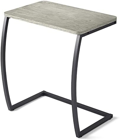 SRIWATANA Walnut C Shaped Side Table, Vintage End Table for Sofa Couch Bed
