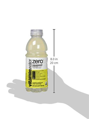 vitaminwater zero squeezed, lemonade flavored, electrolyte enhanced bottled water with vitamin b5, b6, b12, 20 fl oz, 12 pack