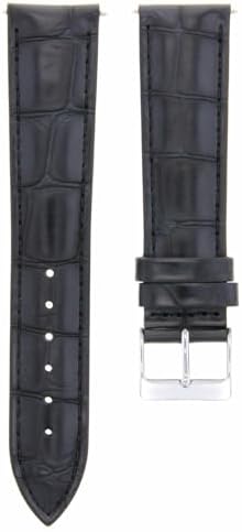 Ewatchparts 22mm Black Leather Replacement Watch Strap Silver Buckle Compatible With Invicta Signature Two