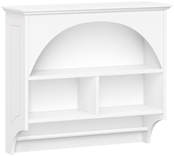 RiverRidge Kitchen Wall Shelf with Arch and Towel Bar, White | Wall-Mounted Pantry Spice Rack, 2 Shelves, Kitchen Storage Cabinet, Hand Towel Rack