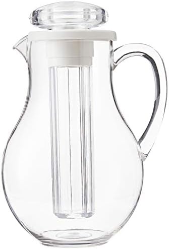 Winco 64 oz Clear Plastic Commercial Pitcher | Dishwasher safe, BPA-free, Keeps drinks chilled, Built-in ice tube core, Great for Water, Iced Tea