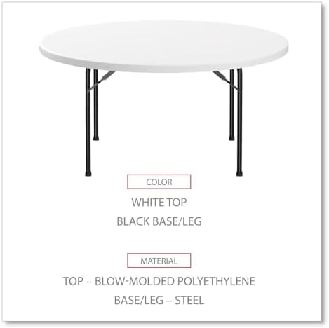 Round Plastic Folding Table, 60" Diameter x 29.25h, White
