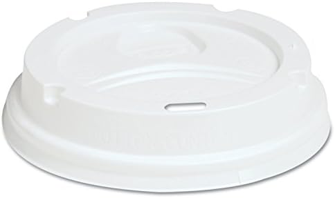 SOLO Cup White Traveler Drink-Thru Lid. Fits 10 Ounce Squat and 12, 16, 20 and 24 Ounce Solo Brand Hot Beverage Cups. 100 Pack