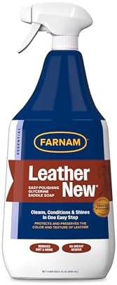 Farnam Leather New Easy-Polishing Glycerine Saddle & Leather Cleaner, 32 oz | Conditions Saddles and Leather Tack, Moisturizing, and Protects Against Moisture