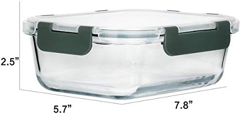 M MCIRCO 8 Pack,30 oz Glass Food Storage Containers with Lids, Gray