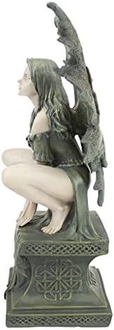 Design Toscano Celtic Fairy's Perilous Perch Outdoor Garden Statue, Large, 19 Inch, Polyresin, Two Tone Stone