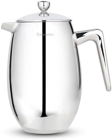 Easyworkz Nando French Press 23 oz Double Wall Insulated Thermal Coffee Maker,304 Stainless Steel Cafetiere