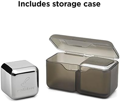 Rabbit Jumbo Chilling Stones - Premium Stainless Steel Whiskey Rocks for Chilling Fine Spirits and Beverages, Reusable Drink Cooling Stones with Storage Case | Large Reusable Stainless Steel Chillers for Whiskey, Bourbon, Scotch, Cocktails & Wine, Home B…