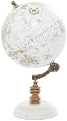Deco 79 Marble Globe with Marble Base, 7" x 7" x 11", Teal | Educational/Geographic Earth World Map Decorative World Globe With Marble Base World Globe