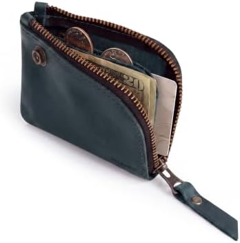 Hide & Drink, Leather Zippered Wallet, Holds Up to 6 Cards Plus Folded Bills, Pouch Organizer, Cash Holder, Travel Essentials, Mini, Pocket-Size, Handmade (Bourbon Brown)
