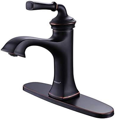 Bathroom Faucet Oil Rubbed Bronze Sink Vanity Faucets Single Handle Brass 8 Inch Lavatory Basin Mixer Taps for Restroom Fit 1 or 3 Hole (with Deck