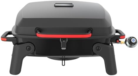 Megamaster Tabletop 1 Burner Gas Grill, Foldable Legs with Warming Rack